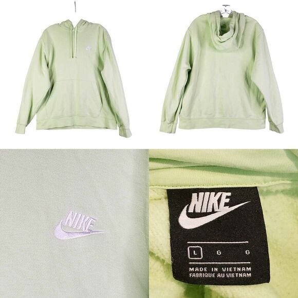 Nike Hoodie Sweatshirt Lime Green Mens Size L Large Cotton Logo Pullover - Picture 1 of 10